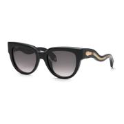 Roberto Cavalli Dam solglasögon fyrkantig svart glansig Black, Dam