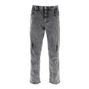Dolce & Gabbana Pärldekorerade Loose Jeans med Nyckelring Gray, Herr