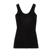 Lemaire Svart Rib Tank Top Black, Dam