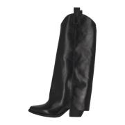 Gisel Moire Vikt stövel med lädersula, 8cm klack Black, Dam