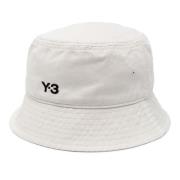 Y-3 Talc Bucket Hat med Broderad Logotyp White, Dam