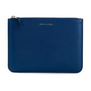 Comme des Garçons Blå lyxig läderplånbok med präglad logotyp Blue, Dam