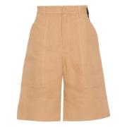 Fendi Canvas Bermuda Shorts Frassino Färg Brown, Herr