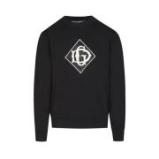 Dolce & Gabbana Svart Broderad Sweatshirt Black, Herr