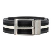 Bally Grained Leather and Fabric Belt Multicolor, Herr