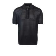 Emporio Armani Svart Polo Zip T-shirt Black, Herr