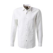 Hugo Boss Vit Linne Bomull Casual Fit Skjorta White, Herr