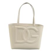 Dolce & Gabbana Ivory Shopper Väska med Logodetaljer Beige, Dam