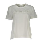 Desigual Bomull T-shirt Kortärmad Kontrast Logo White, Dam