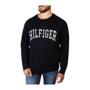 Tommy Hilfiger Solid Bomullsblandning Tröja Rund Hals Blue, Herr