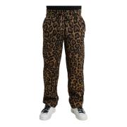 Dolce & Gabbana Leopardmönstrade Joggerbyxor Multicolor, Herr