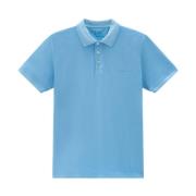 Woolrich Blå Polo Skjorta Broderad Logotyp Blue, Herr