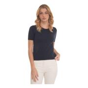 Max Mara Weekend Silke Bomull Pullover Blue, Dam