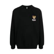 Moschino Bomulls Sweatshirt med Brand Print Black, Dam