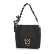 Love Moschino Scarf Handtag Bucket Bag med Intern Fack Black, Dam