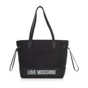 Love Moschino Logo Shopper Bag med Dragkedja Black, Dam