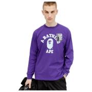 A Bathing APE Grafiskt Tryck College Sweatshirt Purple, Herr