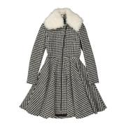 Giambattista Valli Flared Coat med Avtagbar Pälskrage Multicolor, Dam