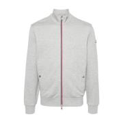 Moncler Tricolor Trim Zip-Up Sweatshirt Gray, Herr