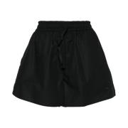 Moncler Svarta Logo-Appliqué Poplin Shorts Black, Dam