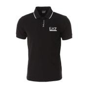 Emporio Armani EA7 Stretch Pique Polo Shirt Black, Herr