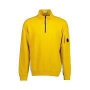 C.p. Company Senap Logo Sweatshirt Ribbed Detaljer Yellow, Herr