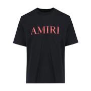 Amiri Svart Logotyp T-shirt med Röda Detaljer Black, Herr