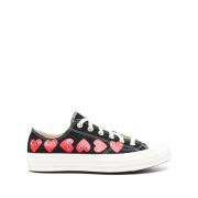 Comme des Garçons Hjärtmönster Canvas Sneakers Svart Black, Herr