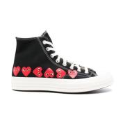 Comme des Garçons Svart Hjärttryck Canvas Sneakers Black, Dam