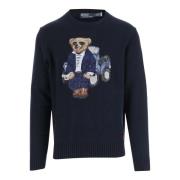 Polo Ralph Lauren Bomull Crew Neck Polo Bear Sweater Blue, Herr