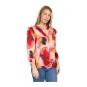 2-Biz Elegant silkesblus med axeldetaljer Multicolor, Dam