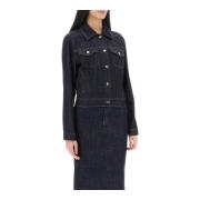 Dolce & Gabbana Stretch Cotton Denim Jacket med Topstitching Blue, Dam