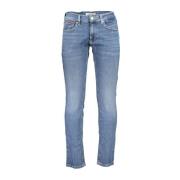 Tommy Hilfiger Slim Fit Broderade Jeans med Tvättad Effekt Blue, Herr