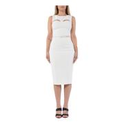 Elisabetta Franchi Midi klänning med cut out detalj White, Dam