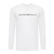 Emporio Armani Tryckt Logga Långärmad T-shirt White, Herr