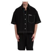 Bonsai Kort Skjorta i Uniform Stil Black, Herr