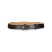 Aigner Grained Leather Belt Black, Dam