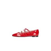 Pretty Ballerinas Dam Patentläder Ballett Flats Red, Dam