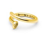 Nialaya Men's Nail Ring with Dorje Engraving and Gold Finish Yellow, H...