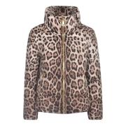 Dolce & Gabbana Leopard Print Padded Jacket Aw23 Brown, Dam