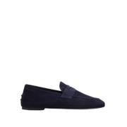 Tod's Suede Loafer - Marinblå Blue, Herr