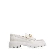 Tod's Vit läderfransad loafer White, Dam