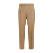 Lanvin Brun ull avsmalnande elastiska byxor Beige, Herr