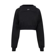 Off White Svart Bomull Crop Sweater Aw23 Black, Dam