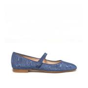 Prosperine Moirè Jeans Sandal med Lädersula Blue, Dam