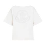 Moncler Vit Bomull T-shirt Bred Krage Beige, Dam