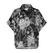 Jane Lushka Silkeblomtryckt Blus Black, Dam