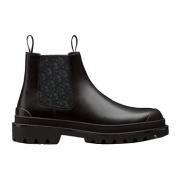 Dior Läder Chelsea Boots Elastiska Insatser Black, Herr