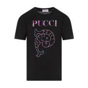 Emilio Pucci Svart Bomull Logo T-shirt Black, Dam