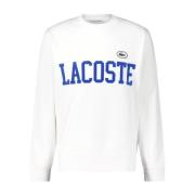 Lacoste Label Print Crew Neck Sweater White, Herr